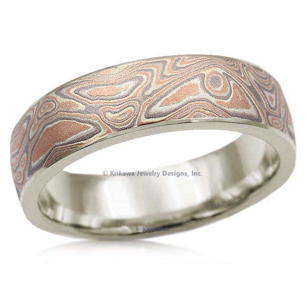 Champagne Mokume Wedding Band