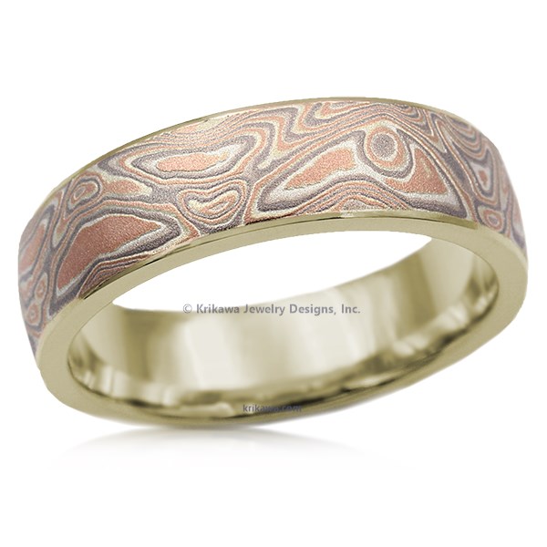 Champagne Mokume Wedding Band
