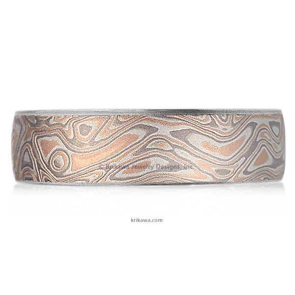 Champagne Mokume Wedding Band