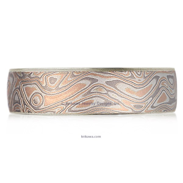 Champagne Mokume Wedding Band