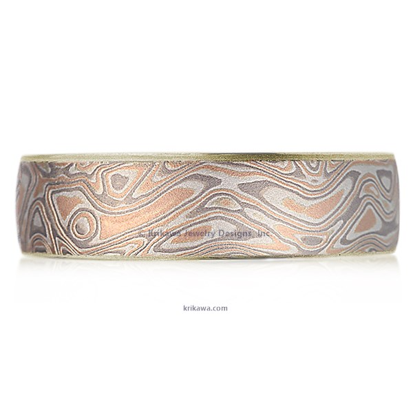 Champagne Mokume Wedding Band