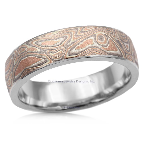 Champagne Mokume Wedding Band