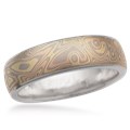 Trigold Mokume Wedding Band