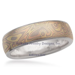 Trigold Mokume Wedding Band