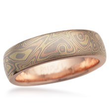 Trigold Mokume Wedding Band