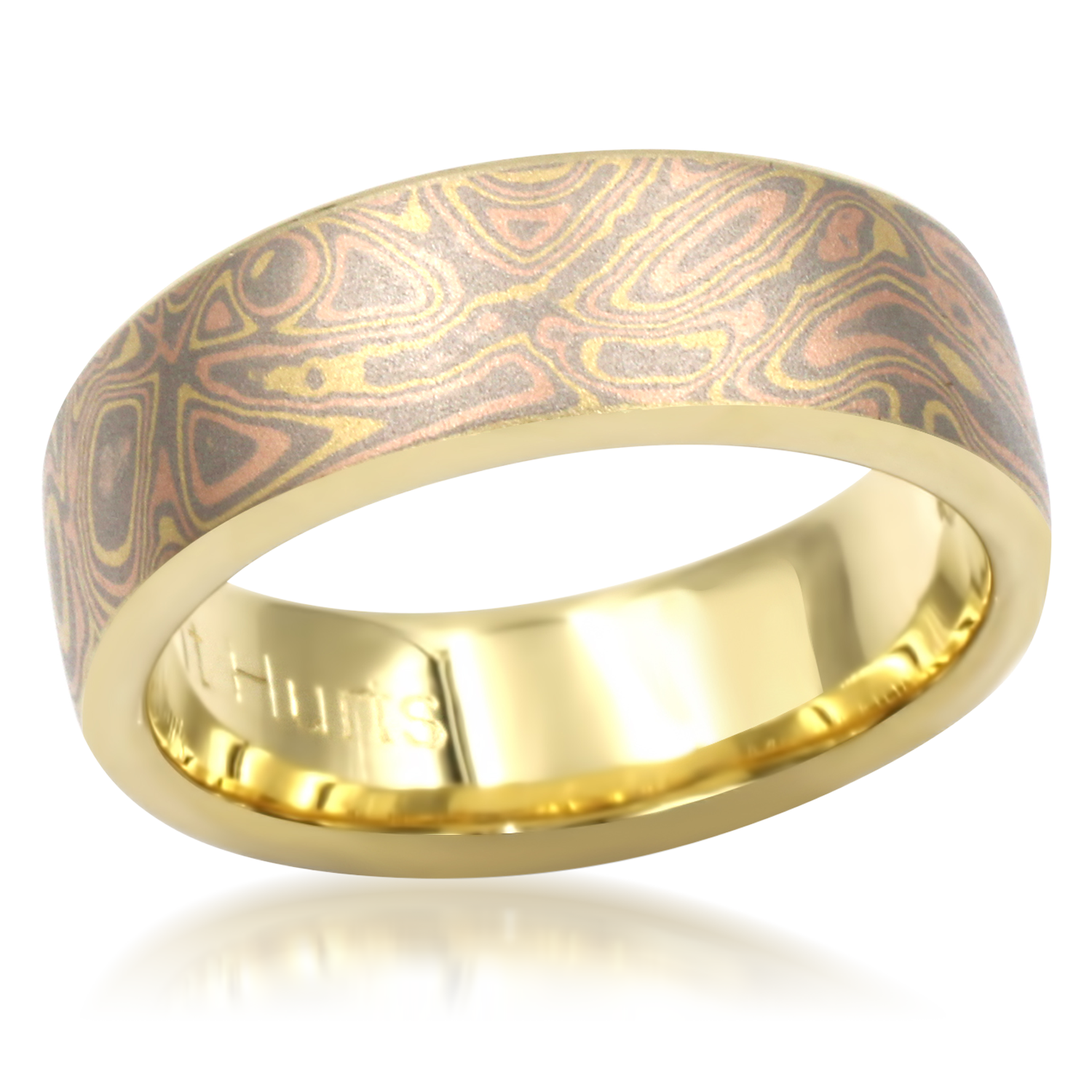 Trigold Mokume Wedding Band