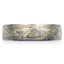 Winter Mokume Wedding Band - top view