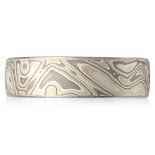Winter Mokume Wedding Band - top view