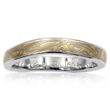 Custom Contoured Mokume Gane Wedding Band - top view