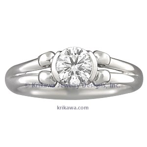 Carved Curls Light Engagement Ring