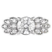 Antique Style Leaf Pave Engagement Ring - top view