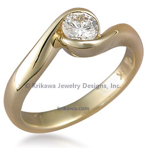 Carved Wave Light Engagement Ring