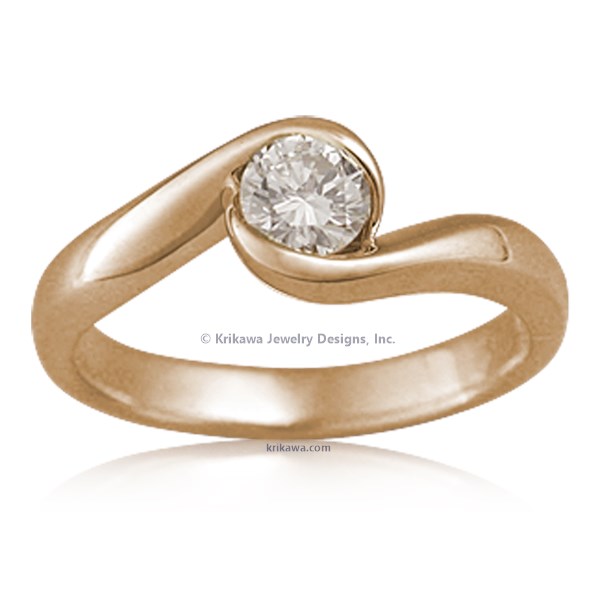 Carved Wave Light Engagement Ring