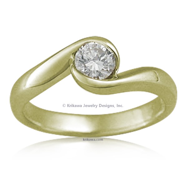 Carved Wave Light Engagement Ring