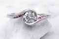 Carved Wave Light Engagement Ring