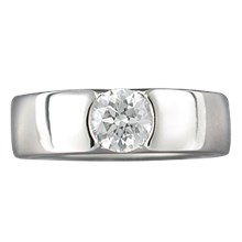 Modern Flush Stone Engagement Ring - top view