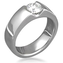 Modern Flush Stone Engagement Ring