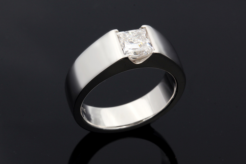 Modern Flush Stone Engagement Ring