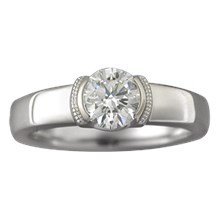 Modern Millegrain Engagement Ring - top view