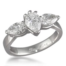 Traditional Three-Stone Engagement Ring with Pears