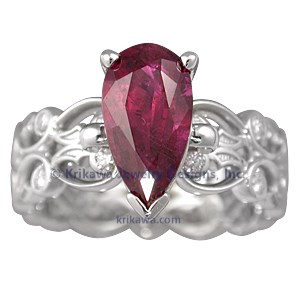 Double Delicate Leaf Engagement Ring