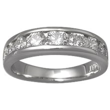 Diamond Channel Tapered Wedding Band - top view