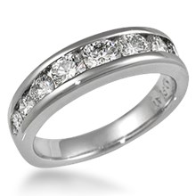 Diamond Channel Tapered Wedding Band
