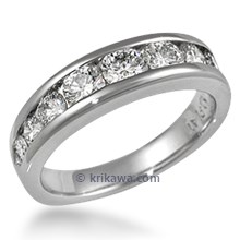 Diamond Channel Tapered Wedding Band 
