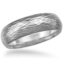 Long Hammered Wedding Band