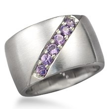 Wide Diagonal Pave Stripe Wedding Band