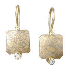 Mokume Cushion Earrings