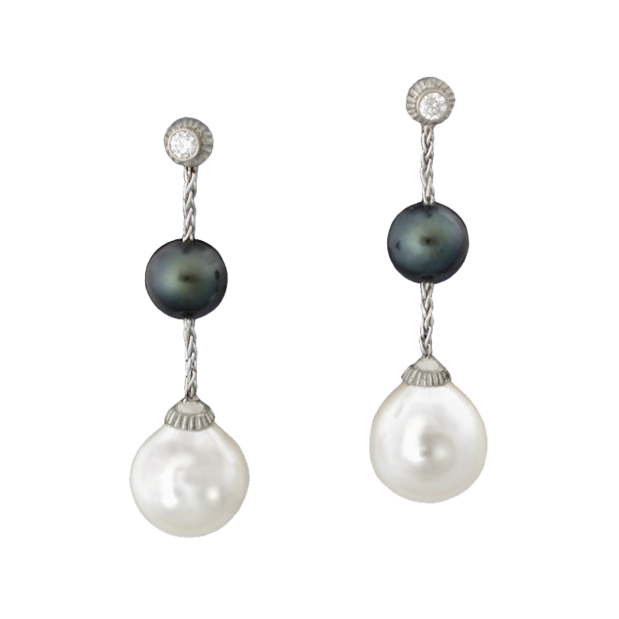 Black And White Cultured Pearl Earrings