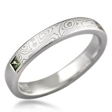 Mokume Block with Princess-Cut Diamonds