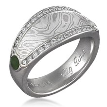 Mokume Block Wedding Band with Tapering Channels