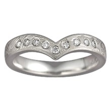 Contoured Mokume Band with Diamonds - top view