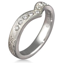 Contoured Mokume Band with Diamonds