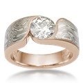 Mokume Wave Engagement Ring - Round