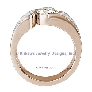 Mokume Wave Engagement Ring - Round