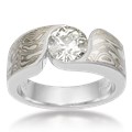 Mokume Wave Engagement Ring - Round