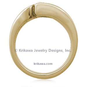 Mokume Wave Engagement Ring with Diamond Channel