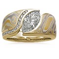 Mokume Wave Engagement Ring with Diamond Channel