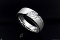 Mokume Wave Engagement Ring with Diamond Channel