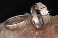 Champagne Mokume Bat Engagement Ring and Champagne Mokume Wedding Band