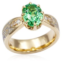 Mokume Blossom Engagement Ring