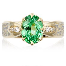 Mokume Blossom Engagement Ring - top view