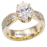 Mokume Blossom Engagement Ring