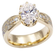 Mokume Blossom Engagement Ring