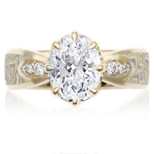Mokume Blossom Engagement Ring - top view