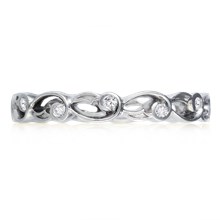 Delicate Leaf Diamond Wedding Band - top view