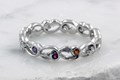 Delicate Leaf Diamond Wedding Band with Citrine, Ruby and Amethyst and Diamonds